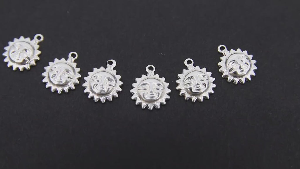 925 Sterling Silver Sun Charm, 14 K Gold Filled Sunshine Happy Face #2264, Mini Charms Jewelry