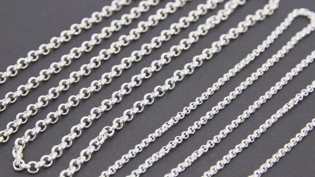 14 K Gold Filled Rolo Chains, 2 mm 2.2 mm 3.7 mm 925 Sterling Silver, Thick Unfinished