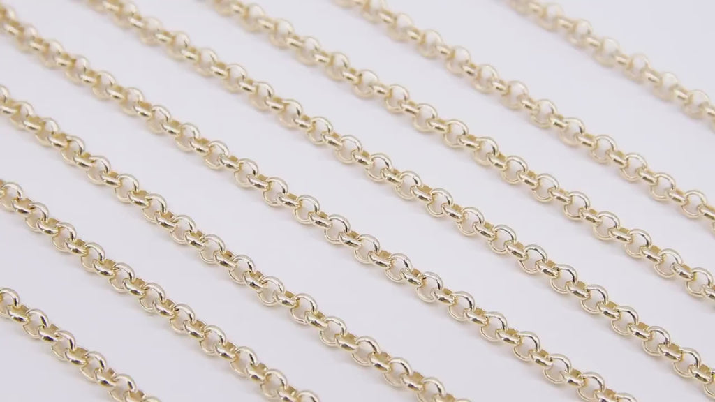 14 K Gold Filled Rolo Chains, 3.7 mm Thick Unfinished Rolo, Belcher By The Foot