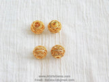10 mm Filigree Round Micro Paved Bead, Gold Large or Small Hole Round Bead, Cubic Zirconia Paved Spacers