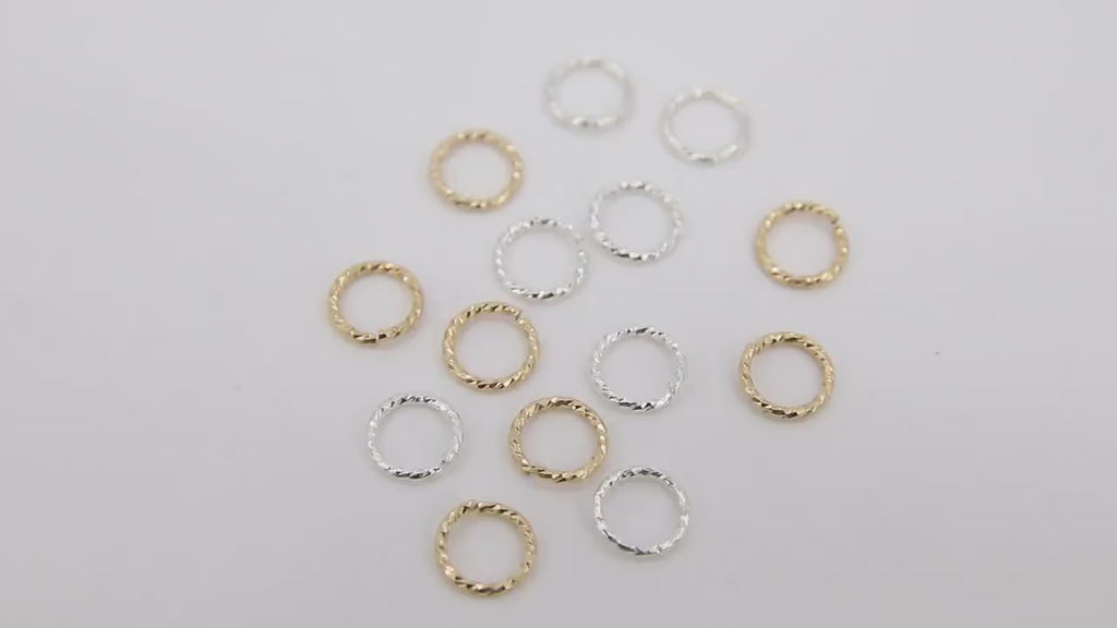 925 Sterling Silver Twist Jump Rings, Open Snap Close Sparkle Rings #2108, 5.0 mm 6.0 mm