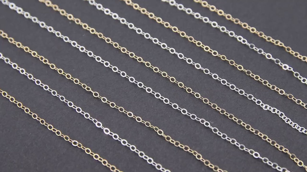 925 Sterling Sliver Hammered Cable Chains, 2.4 mm 14 K Gold Filled, Dainty Chain