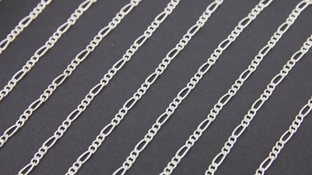 925 Sterling Silver Figaro Chains, 5.6 x 2.2 mm 14 20 Unfinished 14 K Gold Filled, By The Foot
