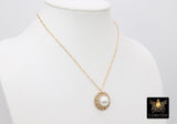 14 K Gold Filled Chain Repurposed Vintage Button Necklace, Gold Round Channel Pearl Button
