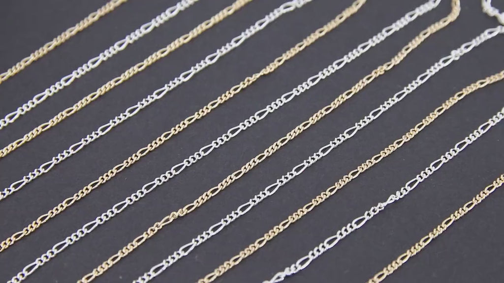 925 Sterling Silver Figaro Chains, 1.3 mm 14 K Gold Filled Dainty Chain, Long and Short Link Chains