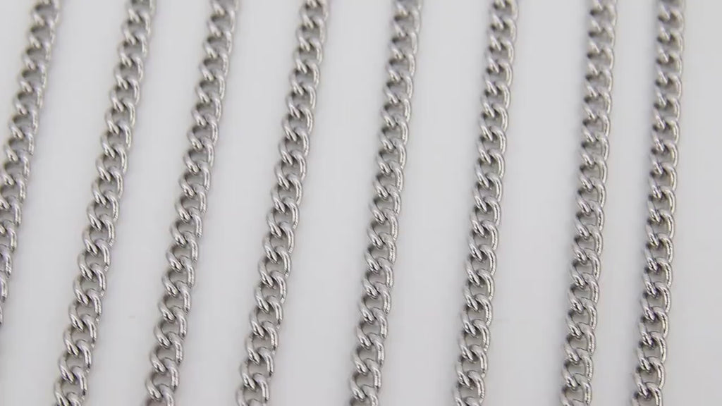 Stainless Steel Chain, 304 Silver Flat Dainty Curb Chains #LK507, 6 mm Unfinished Cable Necklace Chains