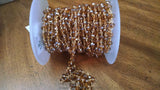 22 k Gold Plated Champagne Topaz Mystic Rosary Chain Wholesale 6 mm Chains - A Girls Gems
