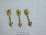 CZ Micro Pave Arrow Charm, Gold Plated Cubic Zirconia Single Loop Arrowhead Pendant #109, Bracelet Necklace Boho Style DIY Supplies