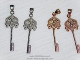 CZ Rose Gold Cubic Zirconia Paved Key Bead Key Pendant Link Key Charm Dangle Pendant - Rose Gold
