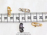 Small CZ Lobster Clasp, Gold Double Sided Tiny Claw #29, 7 x 15 mm Micro Pave Cubic Zirconia for DIY Rosary Bracelet Necklace