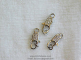 Silver Lobster Clasp, Small CZ Micro Pave Claw, Double Sided Tiny Claw #29