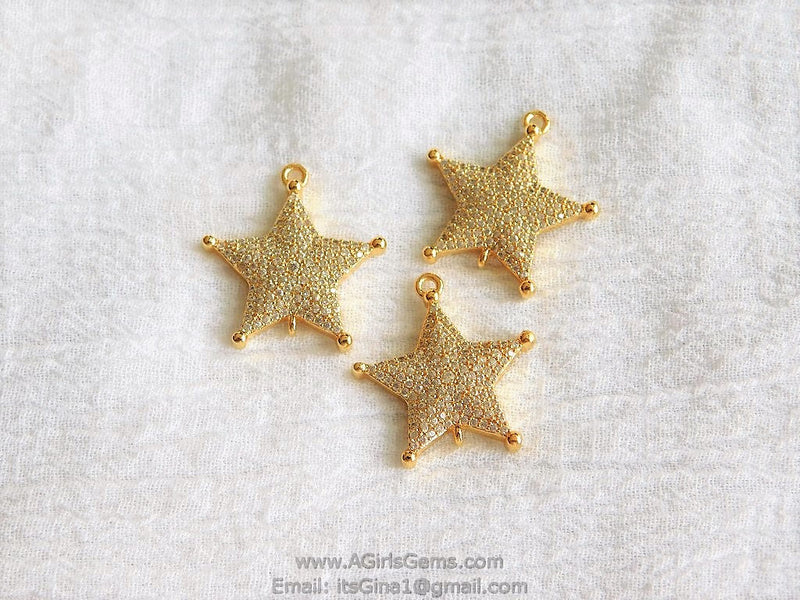 Micro Pave CZ Star Pendant - A Girls Gems
