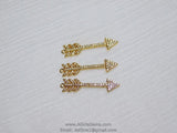 CZ Micro Pave Arrow Charm, Gold Plated Cubic Zirconia Single Loop Arrowhead Pendant #109, Bracelet Necklace Boho Style DIY Supplies
