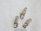 Silver Lobster Clasp, Small CZ Micro Pave Claw, Double Sided Tiny Claw #29