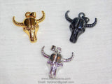 Cow Skull Charm Pendants, Gold Plated Bull Skull Charm #28, Boho Jewelry