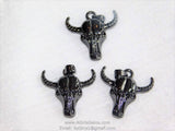 Cow Skull Gunmetal Black Plated Pendant Bull Skull Charm Boho Jewelry Finding Gold Ox Bone Skull Cowboy Supplies Crafts Supplies Bull Skull - A Girls Gems