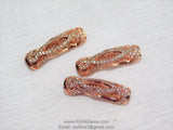 CZ Micro Pave Tube Bead, Rose Gold Beads, Tube Beads, Clear Cubic Zirconia 9 x 29 mm for DIY Bracelets