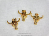 Cow Skull Charm Pendants, Gold Plated Bull Skull Charm #28, Boho Jewelry