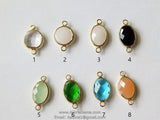Teardrop Charm Connectors, 2 Pcs Oval Egg Charms Gold in Blue, Green