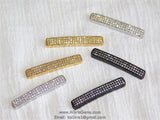 CZ Micro Pave Bracelet Bar Connectors, Large Hole Charm Bars, Rose, Silver, Gold, Black Jewelry Findings - A Girls Gems