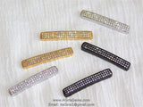 CZ Micro Pave Bracelet Bar Connectors, Large Hole Charm Bars, Rose, Silver, Gold, Black Jewelry Findings - A Girls Gems