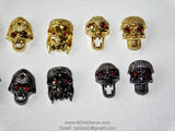 CZ Micro Pave Skull Head Beads, Bracelet Beads, Gold