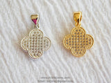 CZ Clover Quatrefoil Charm, Micro Pave Gold or Silver Cross Shape Charms #153, for Earrings, Bracelet, Necklace - A Girls Gems