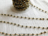 Pyrite Rosary Chain, Natural Faceted Pyrite Bead CH #501, Quality 22 K Gold Plated Wire Wrapped Chains