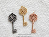CZ Pave Key Rose Gold Gunmetal Black Plated Cubic Zirconia Key Bead Pendant Charm Dangle Pendant for Bracelet Necklace