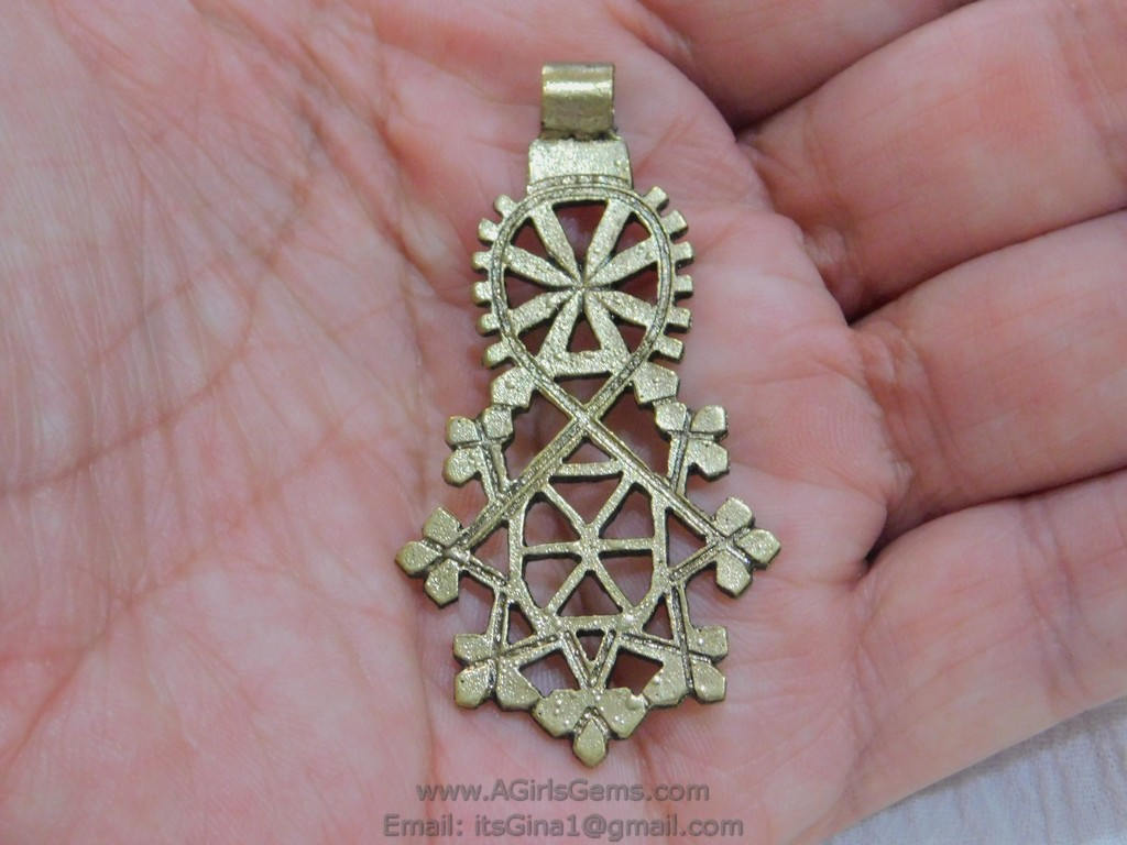 Gold Brass Pendant Small African Cross Pendants - A Girls Gems