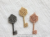 CZ Pave Key Rose Gold Gunmetal Black Plated Cubic Zirconia Key Bead Pendant Charm Dangle Pendant for Bracelet Necklace