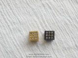 Micro Pave CZ Cube, Rectangle beads Gunmetal Black or Gold Plated Bead Clear Micro Paved Focal Bead Spacers AGGSM219