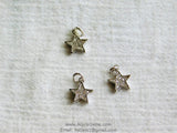 Star Charms, 3 pcs Cz Micro Pave Star Charm Drops Bead Dangles #60, Cubic Zirconia Rose Gold Plated Small Mini Stars