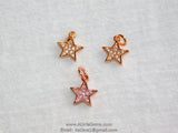 CZ Micro Pave Star Charms, Mini Star Dangles, Cubic Zirconia Earring Parts in *Gold/Black/Silver/Rose Gold* Plated Small Mini Stars