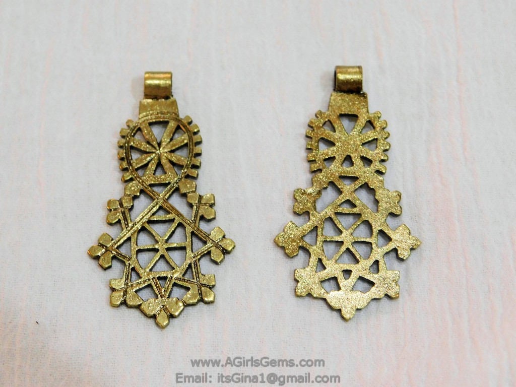 Gold Brass Pendant Small African Cross Pendants - A Girls Gems