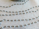 4 mm White Chalcedony Gunmetal Black Rosary Chain CH #312, Wire Wrapped Chains, By The Foot