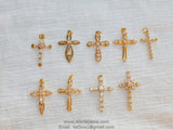Medium CZ Cross Gold Cubic Zirconia Cross Gold Plated CZ Cross for Chain Loop for Bracelet Necklace Rosary Bracelet AGGSM198 - A Girls Gems