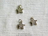 Star Charms, 3 pcs Cz Micro Pave Star Charm Drops Bead Dangles #60, Cubic Zirconia Rose Gold Plated Small Mini Stars