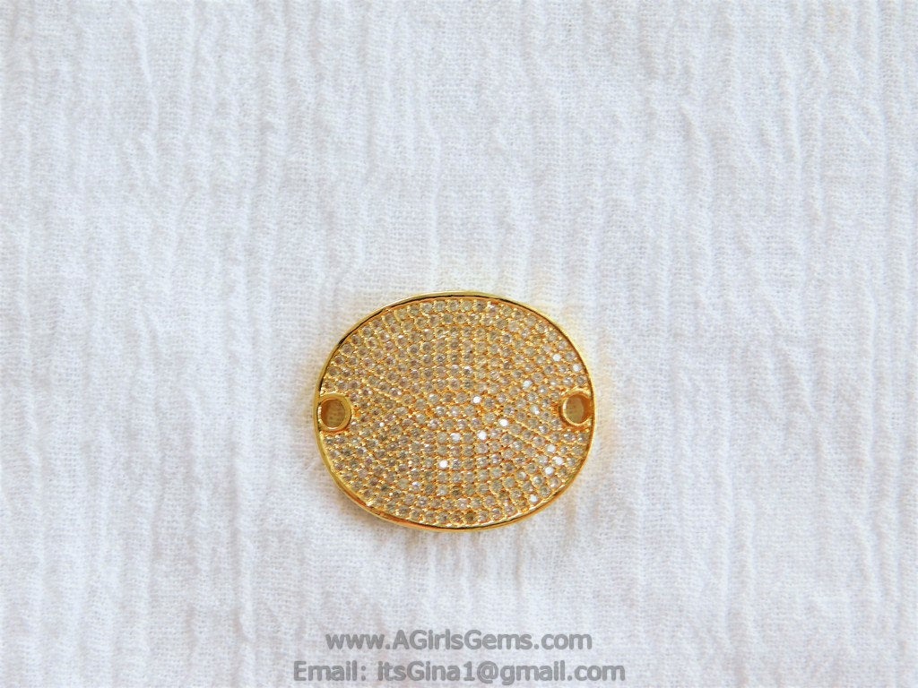 CZ Micro Pave Oval Connectors - A Girls Gems