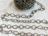Large Link Chain, Textured Round Necklace Chain Gunmetal Black, Bracelet Chain Soldered Chains 11, 15, and 12 x 19 mm Links - A Girls Gems