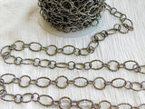 Large Link Chain, Textured Round Necklace Chain Gunmetal Black, Bracelet Chain Soldered Chains 11, 15, and 12 x 19 mm Links