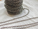 Large Cable Chain, 4 x 6 mm Necklace Chain -Gunmetal Black Rhodium plated Oval Bracelet Chain *Soldered* Connector Charm Chain