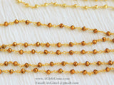 Pyrite Rosary Chain, 4 mm Natural Faceted Antique Gold Pyrite Bead CH #510, Quality Wire Wrapped Chains