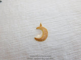 CZ Gold Plated Clear CZ  Moon Pave Bead Half Moon Quarter Moon Pendant Cubic Zirconia Pendant DIY Necklace