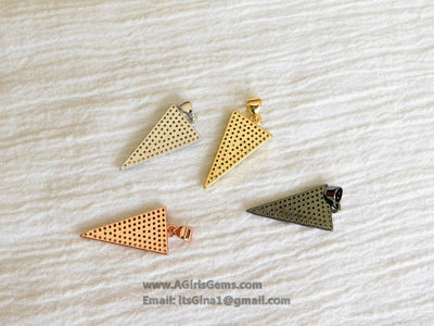 CZ Micro Pave Arrow Charm, Cubic Zirconia Arrowhead Pendant, Gold, Black, Rose Gold, Silver - A Girls Gems