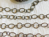Large Link Chain, Textured Round Necklace Chain Gunmetal Black, Bracelet Chain Soldered Chains 11, 15, and 12 x 19 mm Links - A Girls Gems