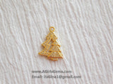 CZ Micro Pave Christmas Tree Charms, Gold Double Christmas Tree Pendants for Bracelet Necklace Jewelry Making