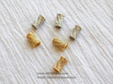 CZ Micro Paved Tube Beads, Clear Cubic Zirconia 6 x 10 mm Gold Plated Focal Bead Spacers - A Girls Gems