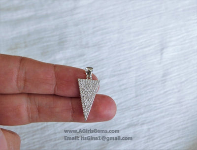 CZ Micro Pave Arrow Charm, Cubic Zirconia Arrowhead Pendant, Gold, Black, Rose Gold, Silver - A Girls Gems
