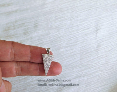 CZ Micro Pave Arrow Charm, Cubic Zirconia Arrowhead Pendant, Gold, Black, Rose Gold, Silver - A Girls Gems